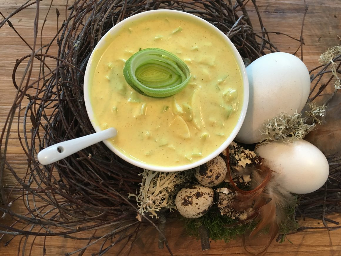 Porree-Eiersalat mit selbstgemachter Mayonnaise