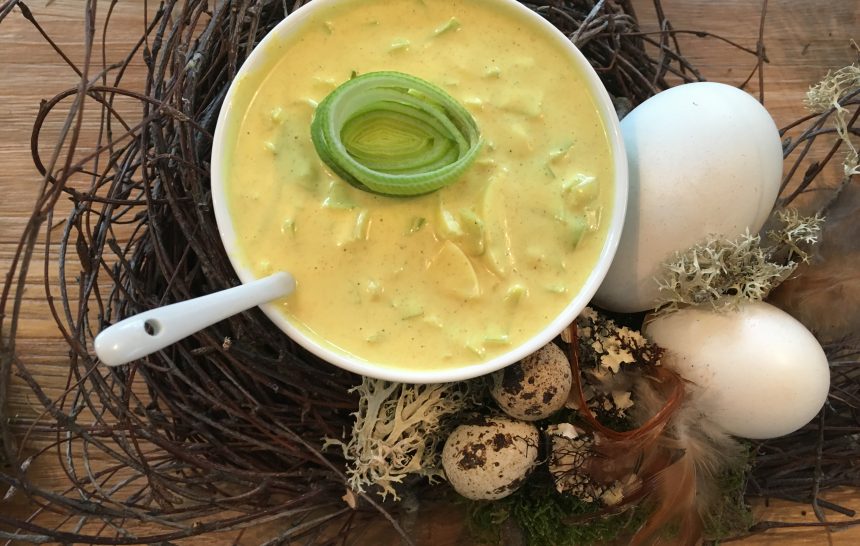 Porree-Eiersalat mit selbstgemachter Mayonnaise